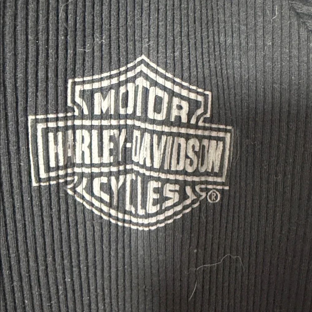 Harley-Davidson Black Short-Sleeve Ribbed Henley Tee - Picture 2 of 6